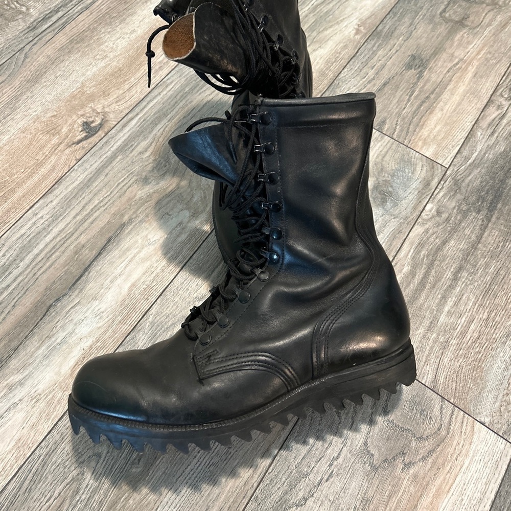 Vintage Nathan Hack Ripple Sole Black Military Combat Boots Men 11w Nice